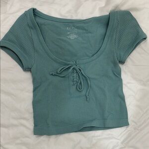Teal tie top